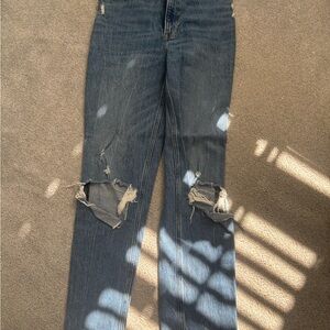 Abercrombie & Fitch Blue Distressed Straight Leg Jeans